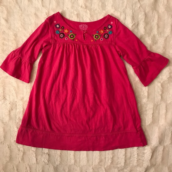 Carter’s | pink cotton dress embroidered f…